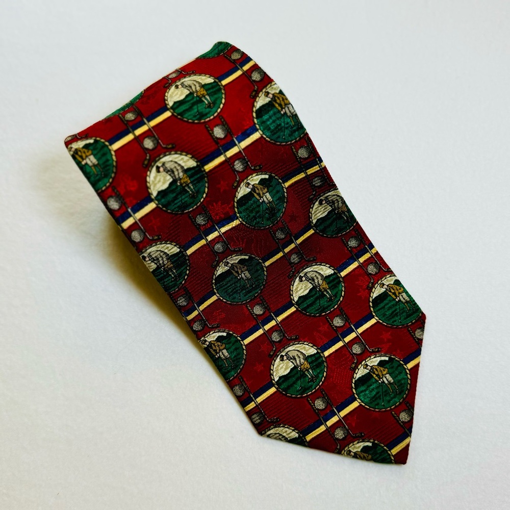 Robert Talbott Red And Green Patterned Golf Tie - image 1